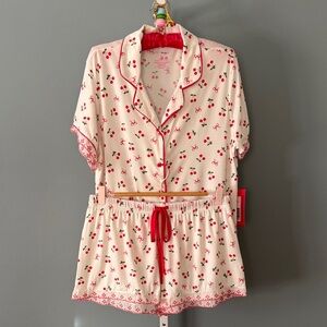 Betsey Johnson Pink Cherry Print Pajama Set